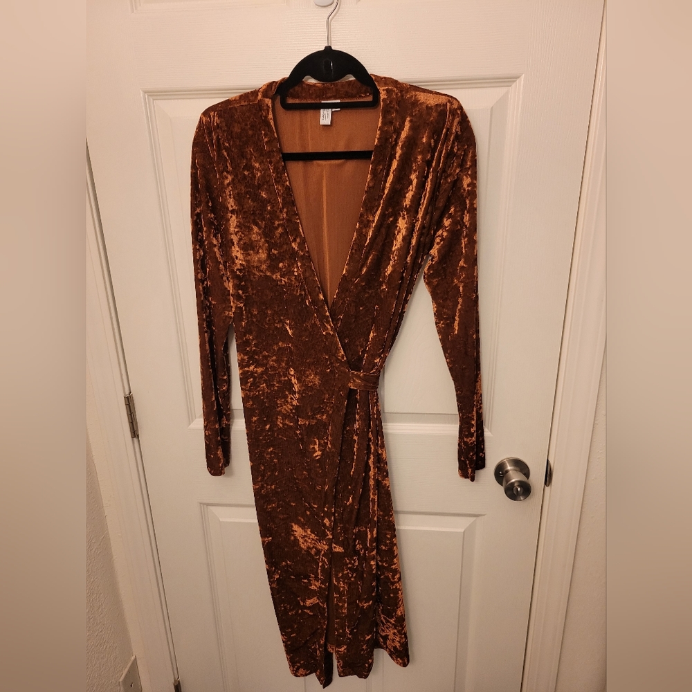 & And Other Stories Velvet Long Sleeve Midi Dress size 10